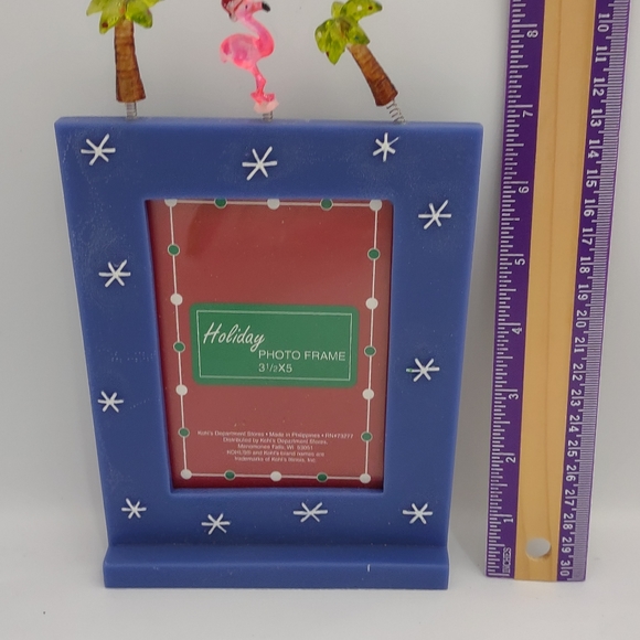 Kohl's Holiday Tropics Blue Picture Frame 3-1/2" x 5" Palm Trees & Flamingo Trim - Picture 5 of 5